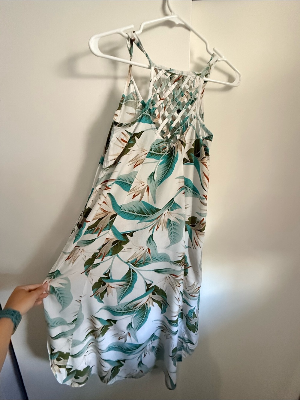 Pineapples Boutique White and Aqua Bird of Paradise High-Low Sundress